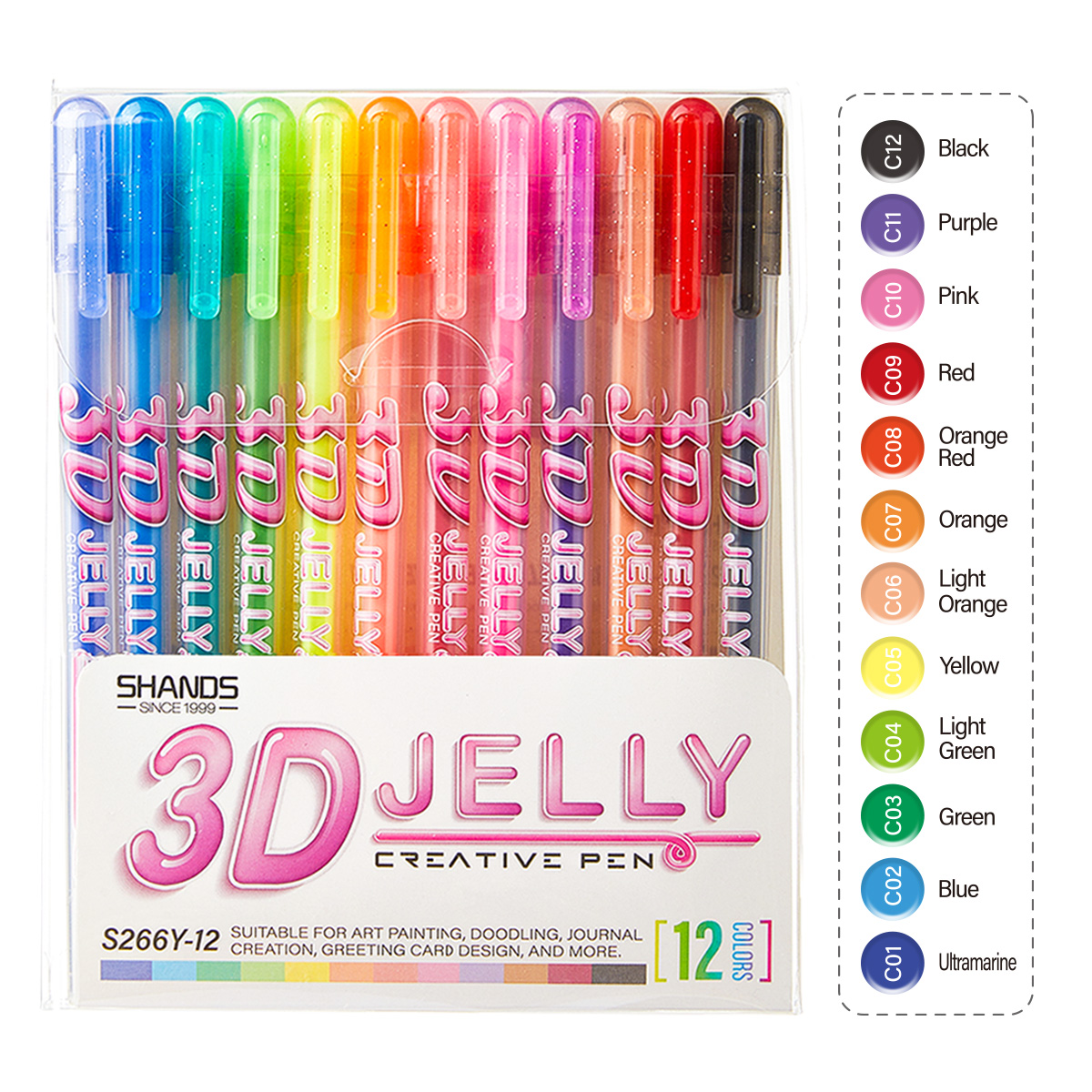Chalk Bag - SHANDS 12PCS 3D Jelly Gel Pens