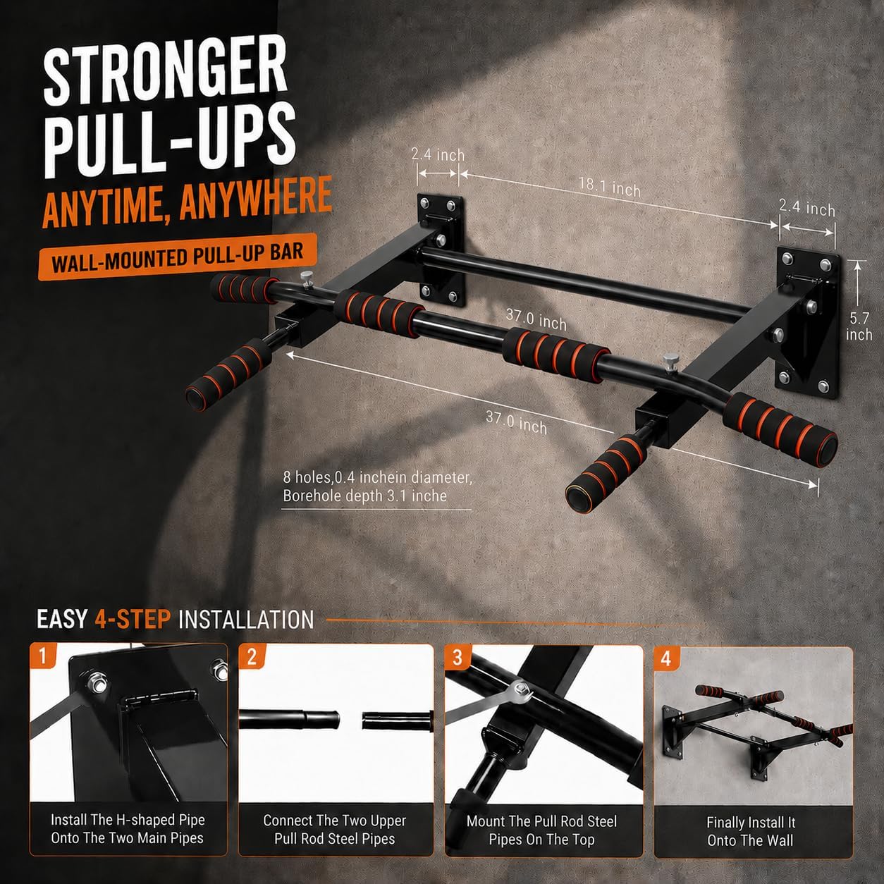 Pull-Up Bar for Home Gym, Wall - Pull Up Bar recension och pris
